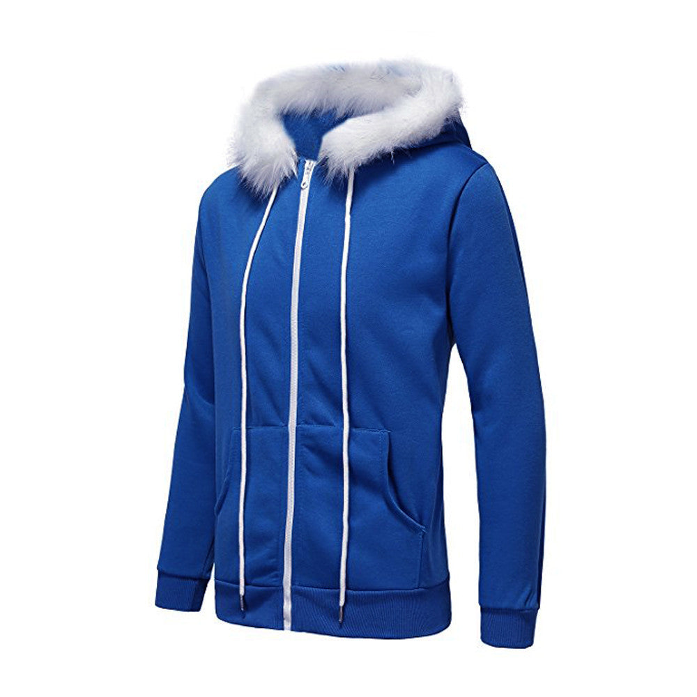 Cosplay Blue Fleece Hooded Jacket