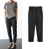 Plus Size Cotton Linen Elastic pants