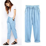 Plus Size Cotton Linen Elastic pants