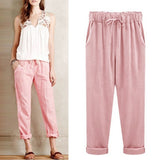 Plus Size Cotton Linen Elastic pants